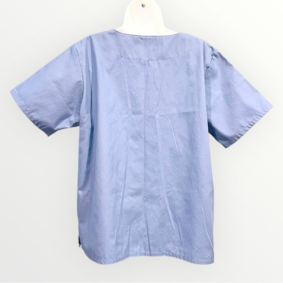 Landau Light Blue V-Neck Medical Scrub Top Unisex - Picture 2 of 12